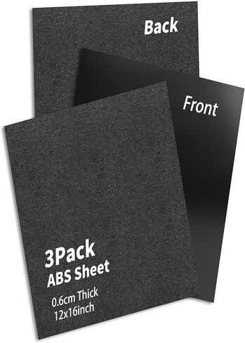 3 Pack ABS Plastic Sheet 1/4 Inch Thick 12" x 12"ABS Sheet Textured Plastic Front Smooth Back Black Plastic Sheet for DIY Home Decoration in Kuwait