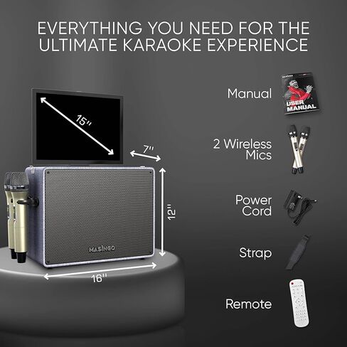 آلة كاريوكي احترافية مع شاشة عرض كلمات للبالغين، 2 ميكروفونات لاسلكية، مجموعة نظام مكبر صوت PA محمول يعمل بالبلوتوث مع جهاز لوحي مدمج يعمل باللمس مقاس 15 بوصة مزود بنظام Android وWiFi، Alto X6 1.0 in Kuwait