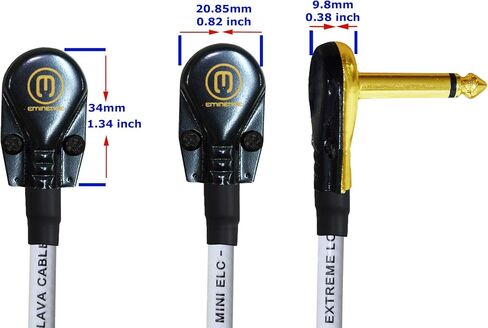 WORLDS BEST CABLES 6 Units - Lava Mini ELC (White)- 6 Inch - Instrument Effects, Patch Cable with Premium Gold Plated ¼ inch (6.35mm) Low-Profile, Right Angled Pancake Type TS Connectors in Saudi Arabia