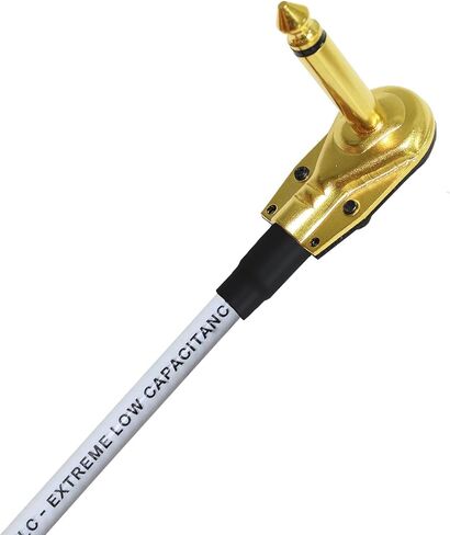 WORLDS BEST CABLES 6 Units - Lava Mini ELC (White)- 6 Inch - Instrument Effects, Patch Cable with Premium Gold Plated ¼ inch (6.35mm) Low-Profile, Right Angled Pancake Type TS Connectors in Saudi Arabia