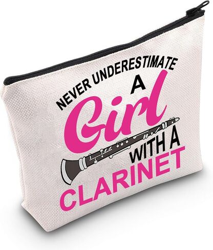 PLITI Clarinet Gift Clarinetist Gift Clarinet Player Gift Clarinet Lover Gift Never Underestimate A Girl With A Clarinet Makeup Bag (Girl Clarinet Bag) in Saudi Arabia