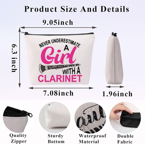 PLITI Clarinet Gift Clarinetist Gift Clarinet Player Gift Clarinet Lover Gift Never Underestimate A Girl With A Clarinet Makeup Bag (Girl Clarinet Bag) in Saudi Arabia