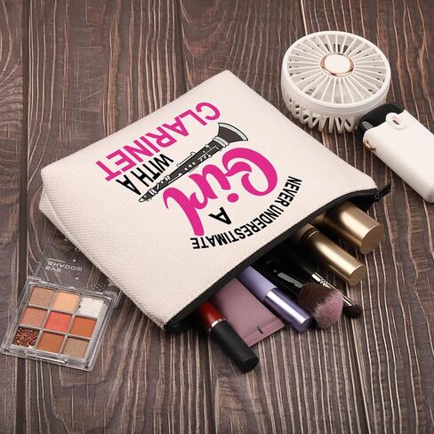 PLITI Clarinet Gift Clarinetist Gift Clarinet Player Gift Clarinet Lover Gift Never Underestimate A Girl With A Clarinet Makeup Bag (Girl Clarinet Bag) in Saudi Arabia