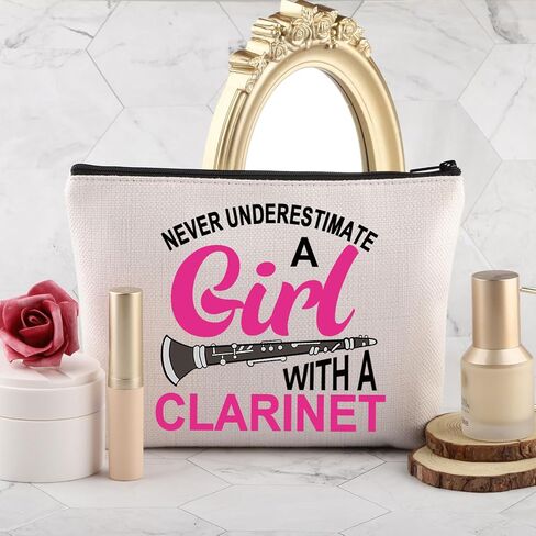PLITI Clarinet Gift Clarinetist Gift Clarinet Player Gift Clarinet Lover Gift Never Underestimate A Girl With A Clarinet Makeup Bag (Girl Clarinet Bag) in Saudi Arabia