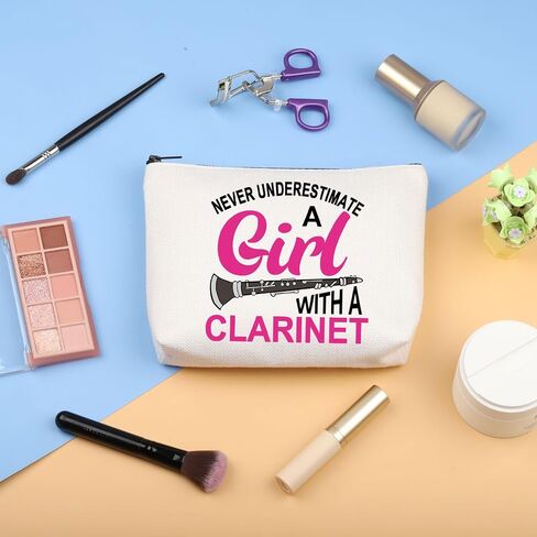 PLITI Clarinet Gift Clarinetist Gift Clarinet Player Gift Clarinet Lover Gift Never Underestimate A Girl With A Clarinet Makeup Bag (Girl Clarinet Bag) in Saudi Arabia