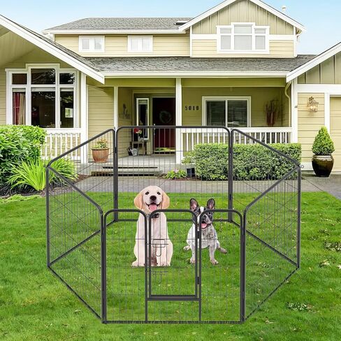 FDW Dog Playpen Dog Pen Dog Kennel 8 Panels 40 Inch Hight Indoor Outdoor Folding Metal Portable Puppy Exercise Pen Heavy Duty Dog Fence for Yard Camping,Black in Kuwait