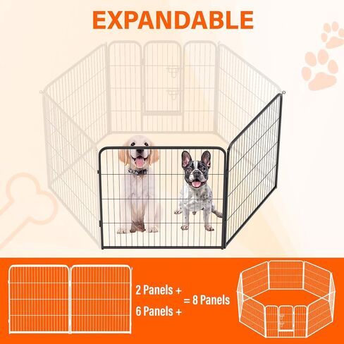 FDW Dog Playpen Dog Pen Dog Kennel 8 Panels 40 Inch Hight Indoor Outdoor Folding Metal Portable Puppy Exercise Pen Heavy Duty Dog Fence for Yard Camping,Black in Kuwait