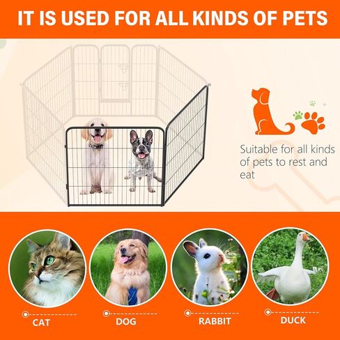 FDW Dog Playpen Dog Pen Dog Kennel 8 Panels 40 Inch Hight Indoor Outdoor Folding Metal Portable Puppy Exercise Pen Heavy Duty Dog Fence for Yard Camping,Black in Kuwait