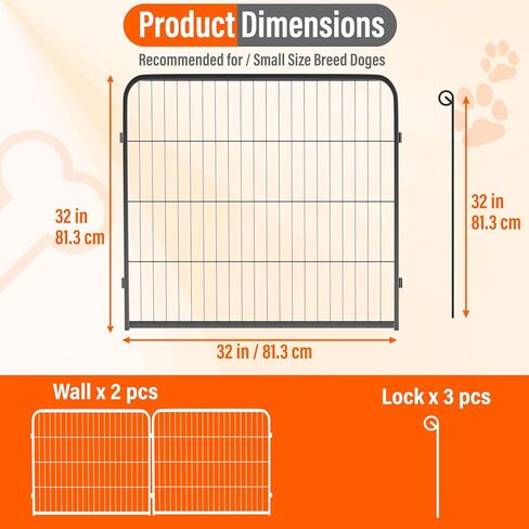 FDW Dog Playpen Dog Pen Dog Kennel 8 Panels 40 Inch Hight Indoor Outdoor Folding Metal Portable Puppy Exercise Pen Heavy Duty Dog Fence for Yard Camping,Black in Kuwait