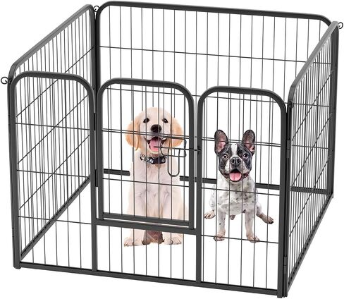 FDW Dog Playpen Dog Pen Dog Kennel Indoor Outdoor Folding Metal Portable Puppy Exercise Pen Heavy Duty Dog Fence for Yard Camping,Black in Kuwait