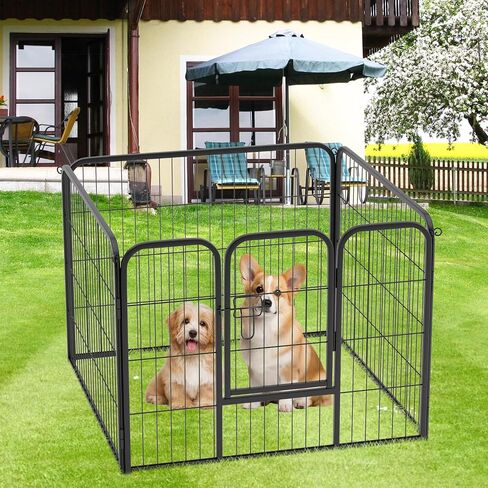 FDW Dog Playpen Dog Pen Dog Kennel Indoor Outdoor Folding Metal Portable Puppy Exercise Pen Heavy Duty Dog Fence for Yard Camping,Black in Kuwait