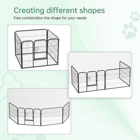 FDW Dog Playpen Dog Pen Dog Kennel Indoor Outdoor Folding Metal Portable Puppy Exercise Pen Heavy Duty Dog Fence for Yard Camping,Black in Kuwait