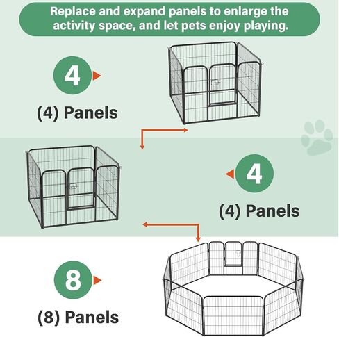 FDW Dog Playpen Dog Pen Dog Kennel Indoor Outdoor Folding Metal Portable Puppy Exercise Pen Heavy Duty Dog Fence for Yard Camping,Black in Kuwait