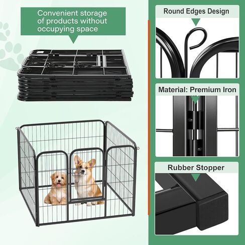 FDW Dog Playpen Dog Pen Dog Kennel Indoor Outdoor Folding Metal Portable Puppy Exercise Pen Heavy Duty Dog Fence for Yard Camping,Black in Kuwait