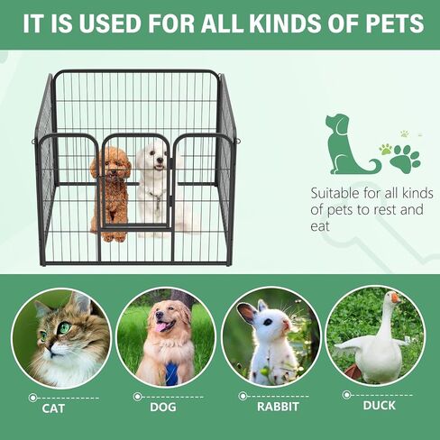 FDW Dog Playpen Dog Pen Dog Kennel Indoor Outdoor Folding Metal Portable Puppy Exercise Pen Heavy Duty Dog Fence for Yard Camping,Black in Kuwait
