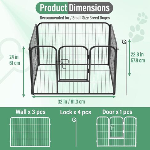 FDW Dog Playpen Dog Pen Dog Kennel Indoor Outdoor Folding Metal Portable Puppy Exercise Pen Heavy Duty Dog Fence for Yard Camping,Black in Kuwait