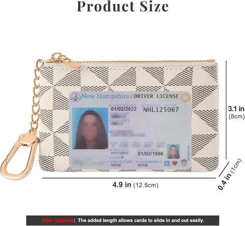 محفظة جلدية للعملات المعدنية للنساء مع سلسلة مفاتيح صغيرة بسحاب تغيير المحفظة وحقيبة النقود المعدنية وحامل البطاقات للنساء والرجال (أبيض) in Saudi Arabia
