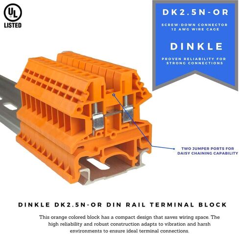 Dinkle Assembly DK2.5N-BK 10 Gang Box Connector DIN كتل طرفية للسكك الحديدية، 12-22 AWG، 20 أمبير، 600 فولت دوائر منفصلة باللون الأسود in Kuwait