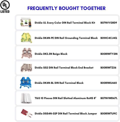 Dinkle Assembly DK2.5N-BK 10 Gang Box Connector DIN كتل طرفية للسكك الحديدية، 12-22 AWG، 20 أمبير، 600 فولت دوائر منفصلة باللون الأسود in Kuwait
