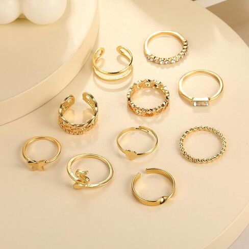 ÌF ME 10 Pcs Gold Vintage Knuckle Rings Set for Women, Boho Dainty Stackable Midi Finger Rings, Snake Butterfly Signet Fashion Ring Pack Jewelry Gifts. (gold-1) in Saudi Arabia