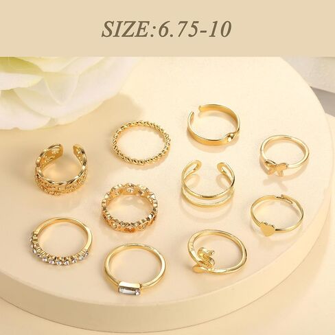 ÌF ME 10 Pcs Gold Vintage Knuckle Rings Set for Women, Boho Dainty Stackable Midi Finger Rings, Snake Butterfly Signet Fashion Ring Pack Jewelry Gifts. (gold-1) in Saudi Arabia