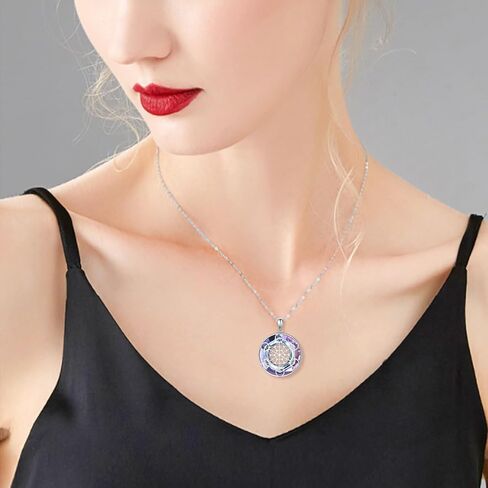 Alphm Metatron Cube Necklace 925 Sterling Sliver Sacred Geometry Seals of Archangel Angel Pendant with Austrian Crystal Sacred Geometry Jewelry Gift for Women Men in Kuwait
