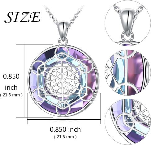 Alphm Metatron Cube Necklace 925 Sterling Sliver Sacred Geometry Seals of Archangel Angel Pendant with Austrian Crystal Sacred Geometry Jewelry Gift for Women Men in Kuwait
