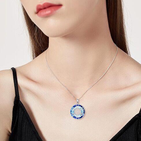 Alphm Metatron Cube Necklace 925 Sterling Sliver Sacred Geometry Seals of Archangel Angel Pendant with Austrian Crystal Sacred Geometry Jewelry Gift for Women Men in Kuwait