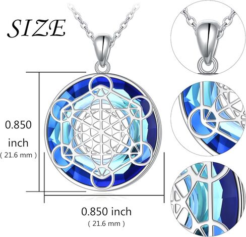 Alphm Metatron Cube Necklace 925 Sterling Sliver Sacred Geometry Seals of Archangel Angel Pendant with Austrian Crystal Sacred Geometry Jewelry Gift for Women Men in Kuwait