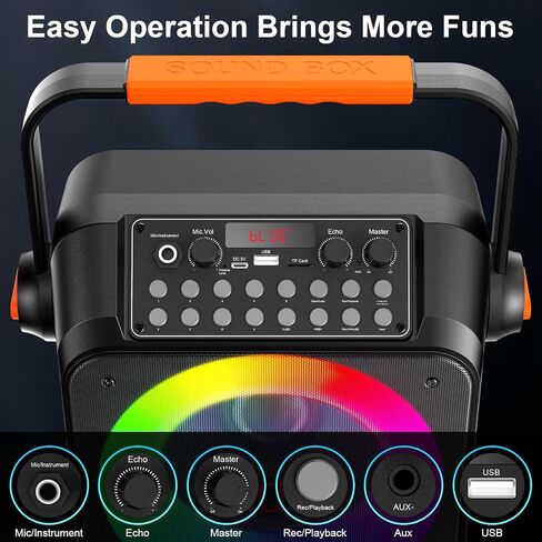 Karaoke Machine with 2 Wireless Microphones, Portable Karaoke Machine for Adults Kids with LED Lights, PA System Bluetooth Speaker with Microphone Supports REC/AUX/USB/TF Card for Home Party in Saudi Arabia