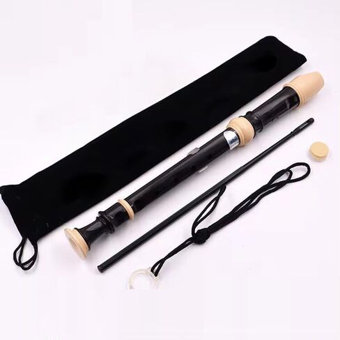Flute Musical Instrument Stylish German 8 Hole Soprano Recorder Descant Recorders Music Flute with Cleaning Rod & Case Bag For School Students Home Entertainment. (Flute Recorder Black) in Kuwait