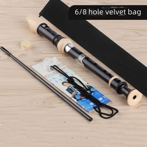 Flute Musical Instrument Stylish German 8 Hole Soprano Recorder Descant Recorders Music Flute with Cleaning Rod & Case Bag For School Students Home Entertainment. (Flute Recorder Black) in Kuwait