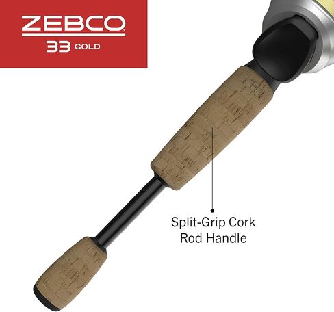 Zebco 33 Gold Spincast Reel and 2-Piece Fishing Rod Combo, Fiberglass Rod with Comfortable Split-Grip Cork Handle, Instant Anti-Reverse Fishing Reel in Kuwait