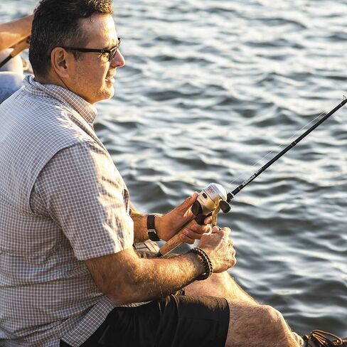 Zebco 33 Gold Spincast Reel and 2-Piece Fishing Rod Combo, Fiberglass Rod with Comfortable Split-Grip Cork Handle, Instant Anti-Reverse Fishing Reel in Kuwait