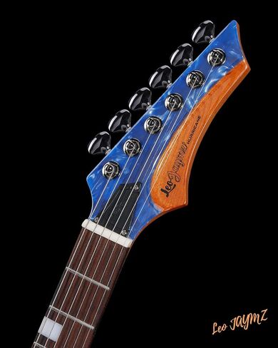 سلسلة إعصار جيتار كهربائي من ليو جايمز، قمة العقدة، جسم الماهوجني، رقبة خشب القيقب المحمص، لوح فريتس من خشب الورد، موالفات القفل، فريتس مستديرة، حافظة وكابو (أخضر ديلوكس) in Kuwait