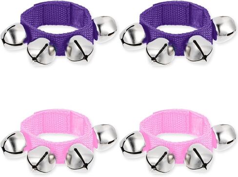 4PCS Wrist Bells, Percussion Instruments, Jingle Bells Christmas Musical Rhythm Wrist Shaking Percussion Orchestra Rattles, for Kids Party Christmas Decor Dance Band Performance (Pink+Purple) in Saudi Arabia