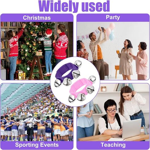 4PCS Wrist Bells, Percussion Instruments, Jingle Bells Christmas Musical Rhythm Wrist Shaking Percussion Orchestra Rattles, for Kids Party Christmas Decor Dance Band Performance (Pink+Purple) in Saudi Arabia