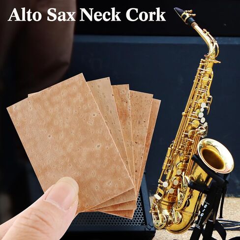 EASTROCK Alto Sax Neck Cork, 10pcs Saxophone Key Buttons and 5pcs Universal Saxophone Neck Cork, Alto Sax Joint Cork Sheet, Saxophone Cork Replacement Kit for Alto Saxophone in Kuwait