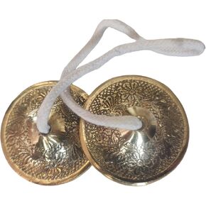 Brass Manjeera Manjira Brass Cymbals Hand Cymbal Metal Clapper Fansy Manjeera for Puja (1 Quantity)