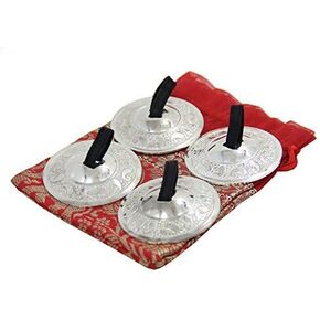 2 Pairs Pro Brass Fingers Cymbal Zills Belly Dancing Free Silk Pouch (Red)