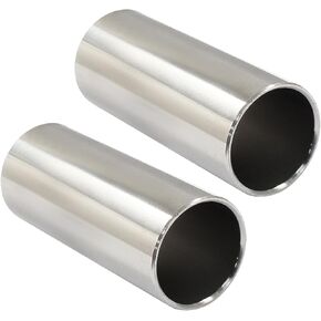 Piutouyar 2 Pack Stainless Steel Guitar Slide, Silver Metal Guitar Slides, Bass Slide Guitar Accessories for Bass, Guitar, Medium