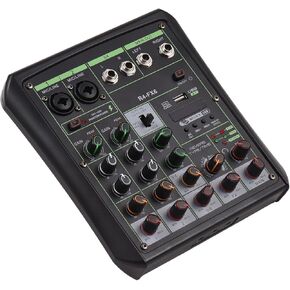 6 Channel Audio Mixer Dj Mixer 48V Phantom Power OTG Mixing Console USB MP3 player with Recording BT Sound Console for Home Theater Computer Audio Interface