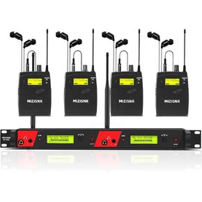 Wireless in Ear Monitor System, 2 Channel 4 Bodypacks Pro Mono IEM System for Musicians, Metal Rack Mount Monitor w/ 2x40 UHF Frequencies, 330ft Range for Band, Stage or Studio (IME-4000)