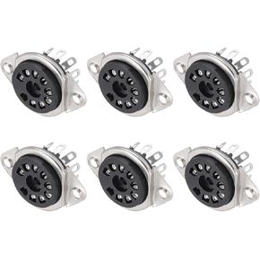 MECCANIXITY 6 Pcs 9pin Tube Socket Bakelite Tube Socket,Vacuum Tube Protect Tube Pin Socket PCB Tube Socket Black