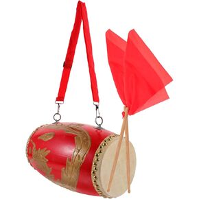 1Pc Leather waist drum traditional waist drum student waist drum traditional Chinese waist drum adult waist drum percussion instrument China dragon pattern Leather material child in Saudi Arabia