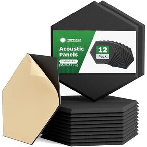 Sound Proof Panels for Walls, 12 Pack Square 12"x12"x0.4" Self-adhesive Soundproof Wall Panels, Sound Absorbing, High Density Acoustic Panels Sound Sound Proof for Home Studio Office, White