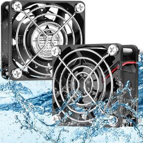 GDSTIME 120mm x 38mm 12V DC Waterproof IP68 Fan, High Speed Dual Ball Bearing Brushless Computer PC Case 2Pin Exhaust Cooling Fan, 2 Pack