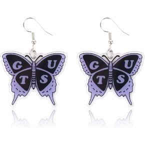 Sabrina Carpenter 𝐒𝐡𝐨𝐫𝐭 𝐧' 𝐒𝐰𝐞𝐞𝐭 Concert Earrings for Women Fans Acrylic Purple Heart Earrings Dangle Sabrina Album Inspired Earrings Merch Accessories for Costume Outfit Dress Decor