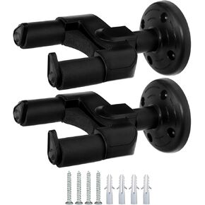 SAPHUE Guitar Wall Mount 2 Pack, Auto Lock U-Shaped Guitar Wall Hanger, Guitar Holder Hook Stand Wall Guitar Phone Holder for Classical, Acoustic, Electric Guitar, Bass, Gift for Guitar Player