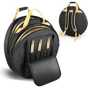 Cymbal Bag, 22" Cymbal Gig Bag Double Layer Cymbal Case with 5mm Padded Divider, Handles and Backpack Straps for Drum Cymbals and Accessories, Great for Storage